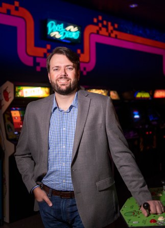 Bob Whitaker at the National Videogame Museum in Frisco, Texas.